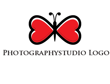 butterfly made of heart wings logo