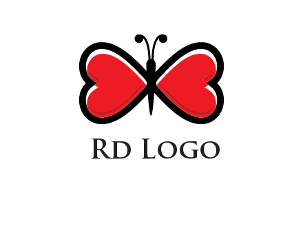 butterfly made of heart wings logo