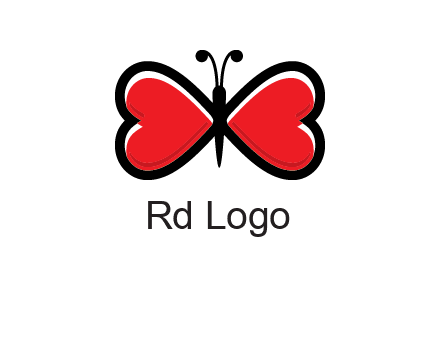 butterfly made of heart wings logo
