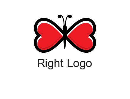 butterfly made of heart wings logo
