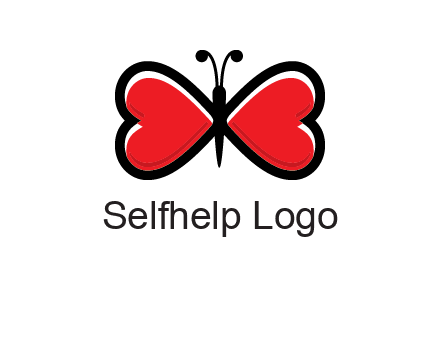 butterfly made of heart wings logo