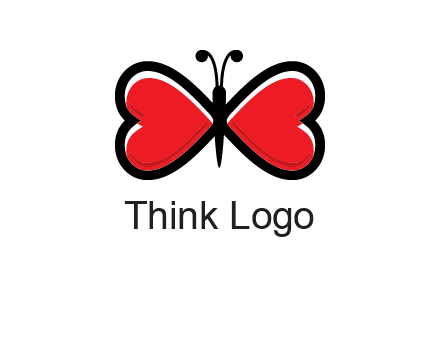 butterfly made of heart wings logo
