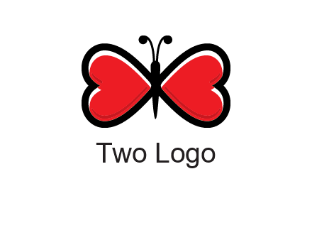 butterfly made of heart wings logo