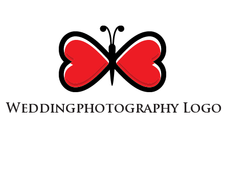 butterfly made of heart wings logo
