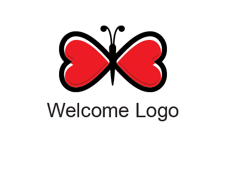 butterfly made of heart wings logo