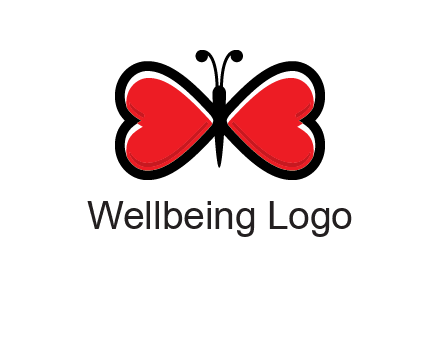 butterfly made of heart wings logo