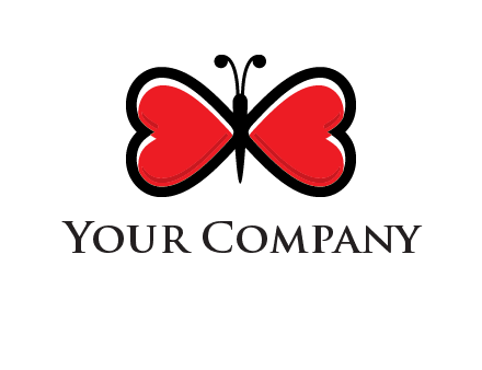butterfly made of heart wings logo