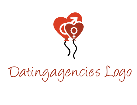 male and female icon inside the heart balloons logo