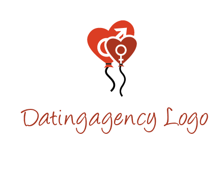male and female icon inside the heart balloons logo