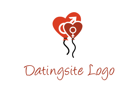 male and female icon inside the heart balloons logo