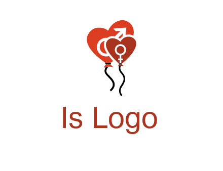 male and female icon inside the heart balloons logo
