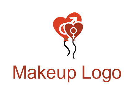 male and female icon inside the heart balloons logo
