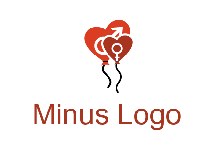 male and female icon inside the heart balloons logo