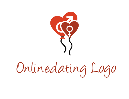 male and female icon inside the heart balloons logo