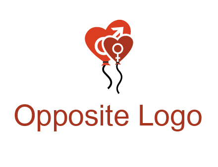 male and female icon inside the heart balloons logo