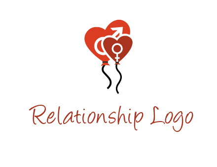 male and female icon inside the heart balloons logo