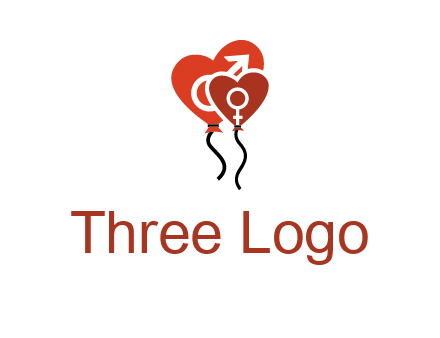 male and female icon inside the heart balloons logo