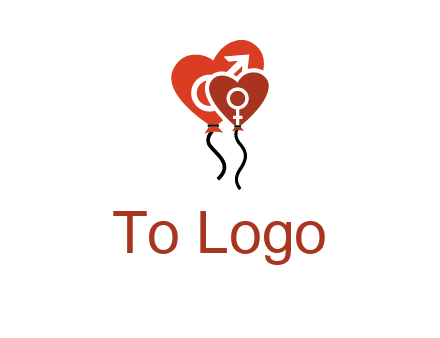 male and female icon inside the heart balloons logo