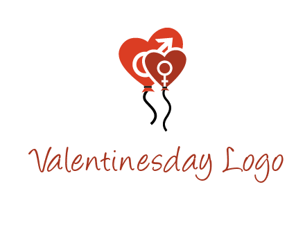 male and female icon inside the heart balloons logo