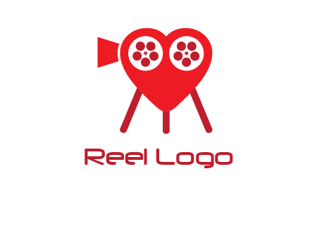 movie reel inside the heart with camera logo