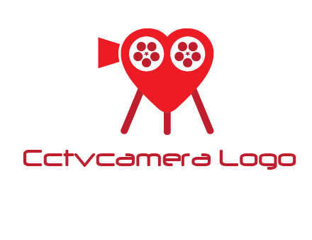 movie reel inside the heart with camera logo