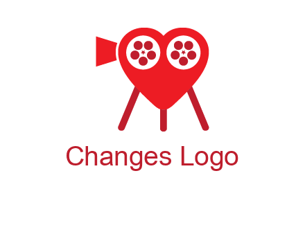movie reel inside the heart with camera logo