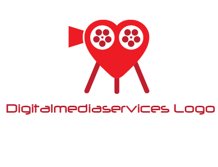movie reel inside the heart with camera logo