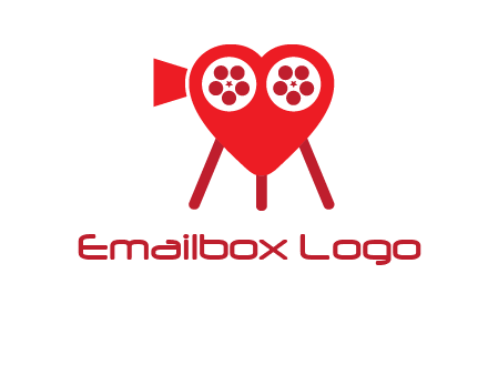 movie reel inside the heart with camera logo