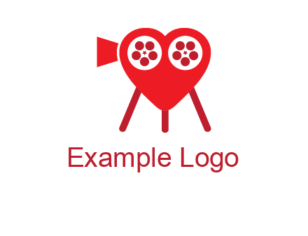 movie reel inside the heart with camera logo