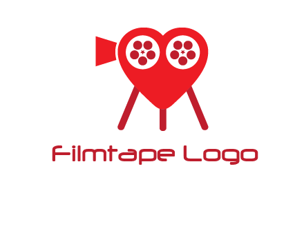 movie reel inside the heart with camera logo