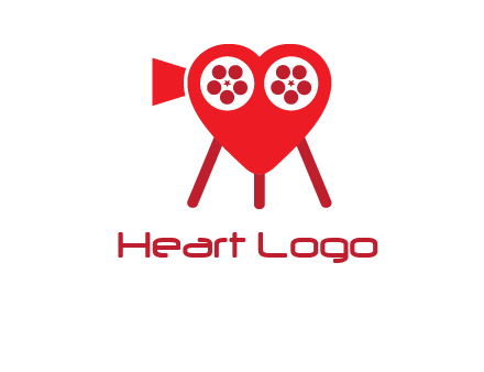 movie reel inside the heart with camera logo