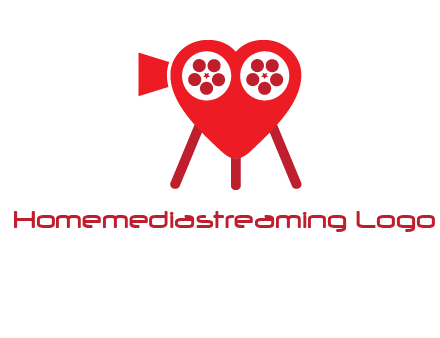 movie reel inside the heart with camera logo