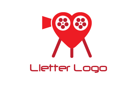 movie reel inside the heart with camera logo