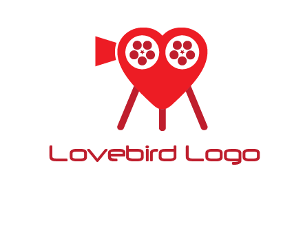 movie reel inside the heart with camera logo
