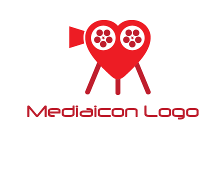 movie reel inside the heart with camera logo