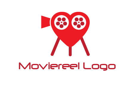 movie reel inside the heart with camera logo