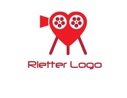 movie reel inside the heart with camera logo