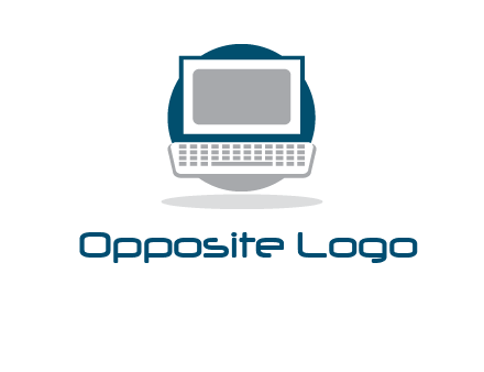 abstract monitor and keyboard inside the circle logo