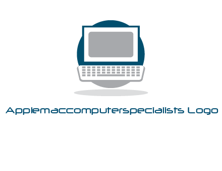 abstract monitor and keyboard inside the circle logo