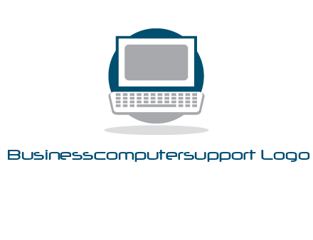 abstract monitor and keyboard inside the circle logo