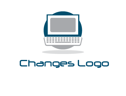 abstract monitor and keyboard inside the circle logo
