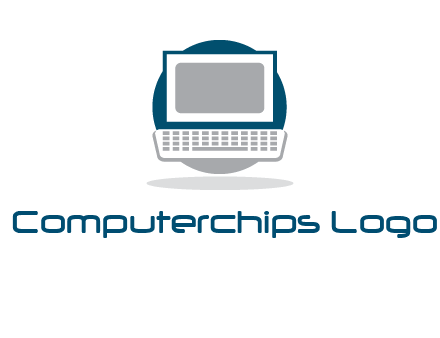 abstract monitor and keyboard inside the circle logo