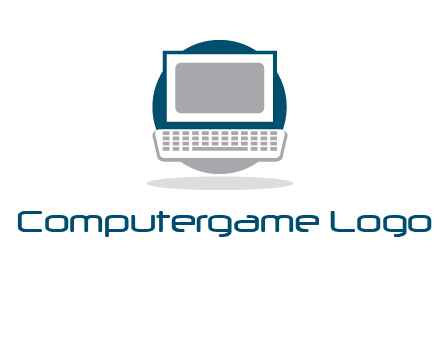 abstract monitor and keyboard inside the circle logo