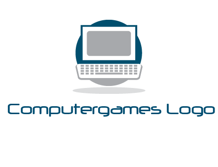 abstract monitor and keyboard inside the circle logo