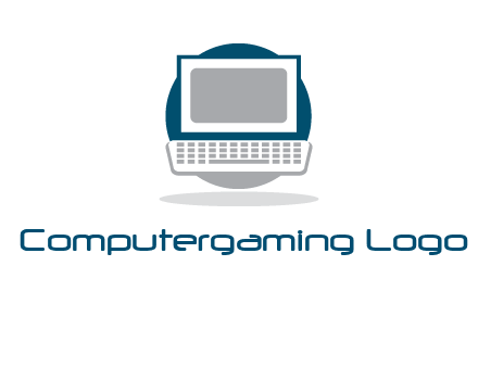 abstract monitor and keyboard inside the circle logo