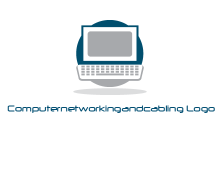 abstract monitor and keyboard inside the circle logo