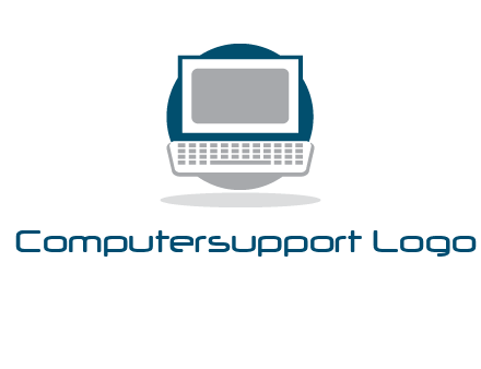 abstract monitor and keyboard inside the circle logo