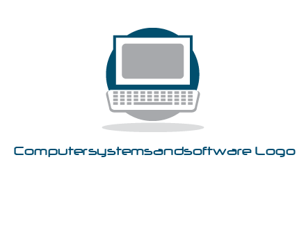 abstract monitor and keyboard inside the circle logo