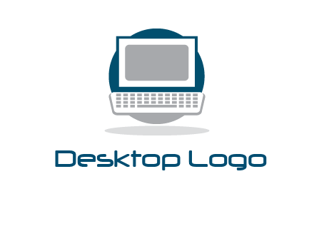 abstract monitor and keyboard inside the circle logo