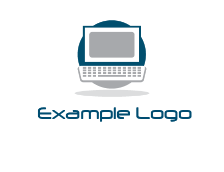 abstract monitor and keyboard inside the circle logo